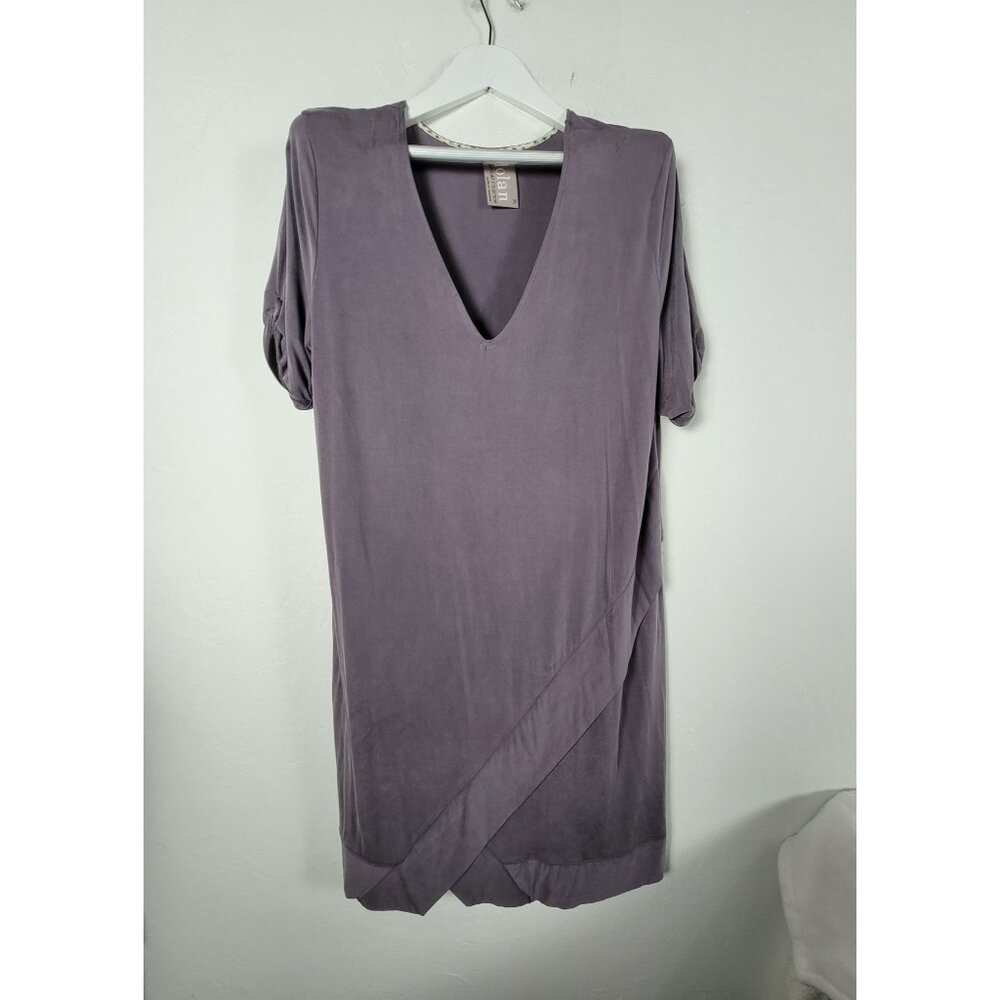 Dolan Left Coast Womens Purple Short Sleeve V-Neck Tunic Dress XL Stretch Casual